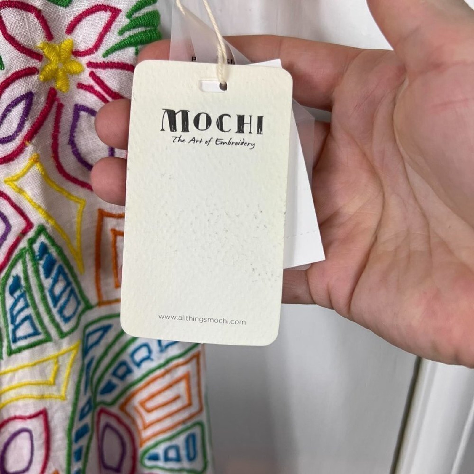 All Things Mochi Embroidered Floral Linen Wrap Maxi Skirt White Multi S Nwt — image 8 of 8